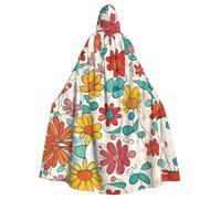 YYHWHJDE Colored flower Picture Halloween Adult Hooded Cloak for Role-Playing, Costumes, and Theme Parties