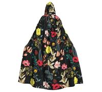 YYHWHJDE Colorful Boho Floral Prints Hooded Cloak - Oversized Costume Throw, Soft Cosplay Layer