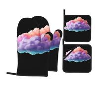 YYHWHJDE Colorful Dark Clouds Printed Kitchen Baking Set of 4 Thick Insulated Oven Mitt & Pot Holders, Anti-Scalding for Microwave, Oven, Outdoor BBQ