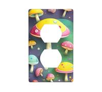 YYHWHJDE Colorful Dream Mushroom Pattern Double Socket Wall Panel Decorative for Residential and Commercial Areas 4.5x2.76in