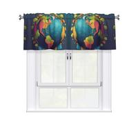 YYHWHJDE Colorful Earth Prints Tier Curtains 54x18 Inch - 100% Polyester Peach Skin Window Layers for Lasting Performance