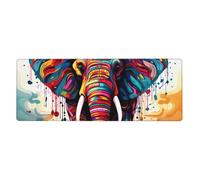 YYHWHJDE Colorful Elephant Pattern Extra Large Mouse Pad Strong Adhesion, Durable, Precise Locking Edge 12x31.5in