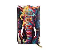 YYHWHJDE Colorful Elephant Printing Leather long clutch wallet Designed for fashion girls and women stylish and personalized 7.48 x 4.13 in, Black, One Size