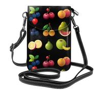 YYHWHJDE Colorful Fruit Drawings Prints Small Leather Women'S Crossbody Flip Phone Bag, Waterproof And Durable