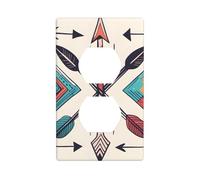 YYHWHJDE Colorful Hand Drawn Art with Boho Style Arrows Prints Double Socket Wall Panel Electrical Socket Cover Plate Decoration Heat Resistant 4.5x2.76in