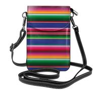 YYHWHJDE Colorful Mexican Stripes Genuine Leather Crossbody Phone Bag