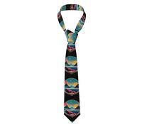 YYHWHJDE Colorful mountains and sea Prints Men's tie classic style suit cravat suitable for holidays and work