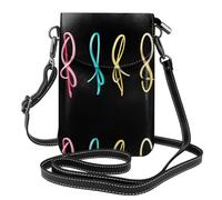 YYHWHJDE Colorful Musical Note Hairpins Prints Small Leather Women'S Crossbody Flip Phone Bag, Waterproof And Durable