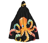 YYHWHJDE Colorful Octopus Pattern Halloween Adult Hooded Cape Cloak - Super Large Hooded Cloak No Zipper