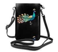 YYHWHJDE Colorful Peacock Prints Small Leather Women'S Crossbody Flip Phone Bag, Waterproof And Durable