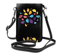 YYHWHJDE Colorful Petals Fragments Prints Small Leather Women'S Crossbody Flip Phone Bag, Waterproof And Durable