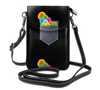YYHWHJDE Colorful Pompoms In Pocket Prints Small Leather Women'S Crossbody Flip Phone Bag, Waterproof And Durable
