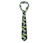 YYHWHJDE Colorful rainbow fish swimming in the blue ocean Prints Men's tie classic style suit cravat suitable for holidays and work