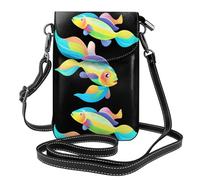 YYHWHJDE Colorful Rainbow Fish Swimming In The Blue Ocean Prints Small Leather Women'S Crossbody Flip Phone Bag, Waterproof And Durable