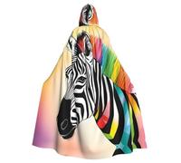 YYHWHJDE Colorful Rainbow Zebra Prints Halloween Adult Hooded Cloak for Parties and Costumes