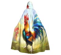 YYHWHJDE Colorful rooster Picture Halloween Adult Hooded Cloak for Role-Playing, Costumes, and Theme Parties
