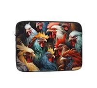 YYHWHJDE Colorful Roosters Standing Together Pattern Shockproof Portable Laptop 12 inch Sleeve Bag for Men and Women - Ideal for Business Travel, School, and Daily Use