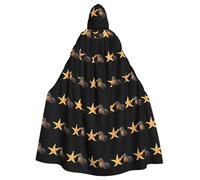 YYHWHJDE Colorful Starfish Next To A Sea Lion Prints Halloween Adult Hooded Cape Men'S And Women'S Clothing Mantle Role-Playing