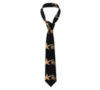 YYHWHJDE Colorful starfish next to a sea lion Prints Men's tie classic style suit cravat suitable for holidays and work