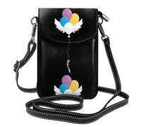 YYHWHJDE Colorful Wings Balloons Prints Small Leather Women'S Crossbody Flip Phone Bag, Waterproof And Durable