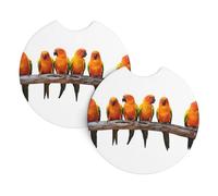 YYHWHJDE Colorful Yellow Parrots On Branch Prints Car Cup Coasters 2-Pack - Premium Neoprene Drink Throws, Protect Cup Holders & Enhance Your Drive - Waterproof, Non-Slip Grip