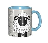 YYHWHJDE ColorName Double Color Mug Ceramic Mugs Suitable for Cappuccino, Latte, Cereal, Yogurt, Milk, hot or Cold Drinks Micro-Wave Oven Cartoon Black White Sheep Prints