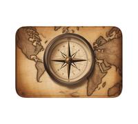 YYHWHJDE Compass and Old World Map Picture Crystal Velvet Lock Edge Floor mat, Bedroom Carpet, Parlor, Dormitory Home Decoration