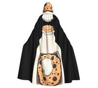 YYHWHJDE Cookie Milk Pattern Halloween Adult Hooded Cape Cloak For Role-Playing, Stage Costumes, Parties Easy Care