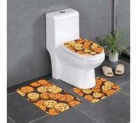 YYHWHJDE cookies food chocolate chip biscuits Pattern Anti slip floor mat three piece set bathroom carpet anti slip durable