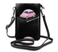 YYHWHJDE Cool And Cute Pink Car Prints Small Leather Women'S Crossbody Flip Phone Bag, Waterproof And Durable