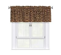 YYHWHJDE Cool Cheetah Leopard Prints Curtain Valance 54x18in - Filtered Light Kitchen Throw with Rod Pocket, Peach Skin Fabric Layer for Bathroom, Laundry & Breakfast Nooks