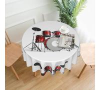YYHWHJDE Cool Drum Set Prints Round Decorative Table Throw 60in - Waterproof Table Cover for Elegant Dining & Outdoor Gatherings