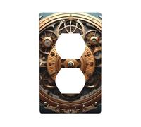 YYHWHJDE Cool Steampunk Gears Picture Double Socket Wall Panel Decorative is Durable and Suitable for Socket Light Switch Accessories 4.5x2.76in