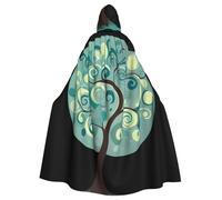 YYHWHJDE Cool Swirl Tree Pattern Halloween Adult Hooded Cape Cloak No Zipper, Comfortable For Costume Parties