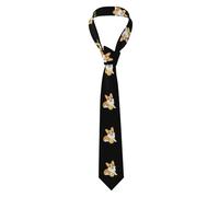 YYHWHJDE Corgi dog playing with fur ball Prints Men's tie classic style suit cravat suitable for holidays and work