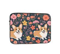 YYHWHJDE Corgi Floral Flowers Prints Protective Shockproof Portable Laptop Sleeve Case 17 inch for Men and Women Business Travel, and Office Daily Use