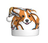 YYHWHJDE Corgi Pattern Prints Christmas Hat for Adult Halloween party usage