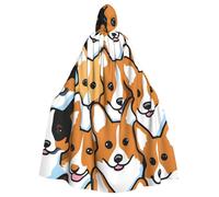 YYHWHJDE Corgi Pattern Prints Halloween Adult Hooded Cloak for Parties and Costumes