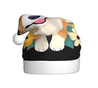 YYHWHJDE Corgi with flowers Pattern Christmas Hat for Adult quality festive accessory crafted soft, lightweight
