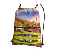 YYHWHJDE Country Farm Prints Drawstring Backpack - Lightweight Water-Resistant Gym Bag with Zipper Pocket for Travel & Sports