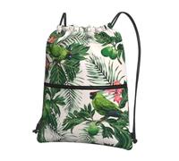 YYHWHJDE Couple Parrots Olive Prints Drawstring Backpack - Lightweight Water-Resistant Gym Bag with Zipper Pocket for Travel & Sports