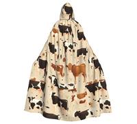 YYHWHJDE cow collection Pattern Halloween Adult Hooded Cloak for various party and carnival settings
