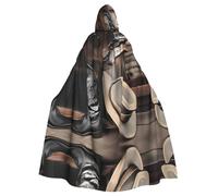 YYHWHJDE Cowboy Black Hat Western Boots Printing Halloween Adult Hooded Cloak for Parties and Costume Events