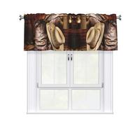 YYHWHJDE Cowboy Black Hat Western Boots Prints Curtain Valance 54x18in - Filtered Light Kitchen Throw with Rod Pocket, Peach Skin Fabric Layer for Bathroom, Laundry & Breakfast Nooks