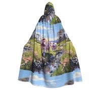 YYHWHJDE Cows In Spring Pattern Halloween Adult Hooded Cape Cloak - Super Large Hooded Cloak No Zipper