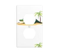 YYHWHJDE Crocodile on The Beach Picture Double Socket Wall Panel Decorative is Durable and Suitable for Socket Light Switch Accessories 4.5x2.76in