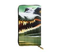 YYHWHJDE crocodile open mouth Pattern Leather long clutch wallet Designed for fashion girls and women stylish and personalized 7.48 x 4.13 in, Black, One Size