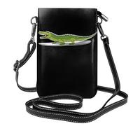 YYHWHJDE Crocodile Surfing On The Beach Prints Small Leather Women'S Crossbody Flip Phone Bag, Waterproof And Durable