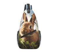 YYHWHJDE Cross Chest Bag Diagonally for Men and Women - Lightweight and Durable with High Storage Capacity Bunny on Green Grass Printed