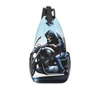YYHWHJDE Cross Chest Bag Diagonally for Men and Women - Lightweight and Durable with High Storage Capacity Motorcycle Skeleton Printed
